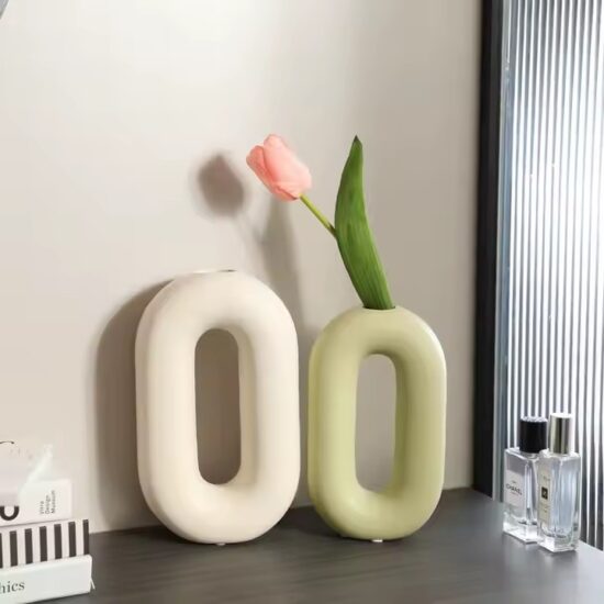 Nordic Cream Ceramic Vase for Modern Home Decoration