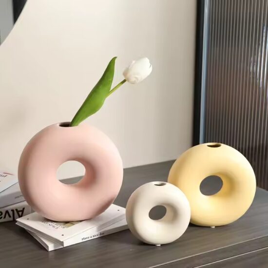 Nordic Cream Ceramic Vase for Modern Home Decoration