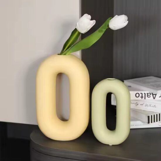Nordic Cream Ceramic Vase for Modern Home Decoration