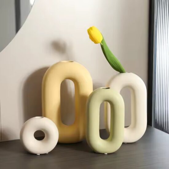 Nordic Cream Ceramic Vase for Modern Home Decoration