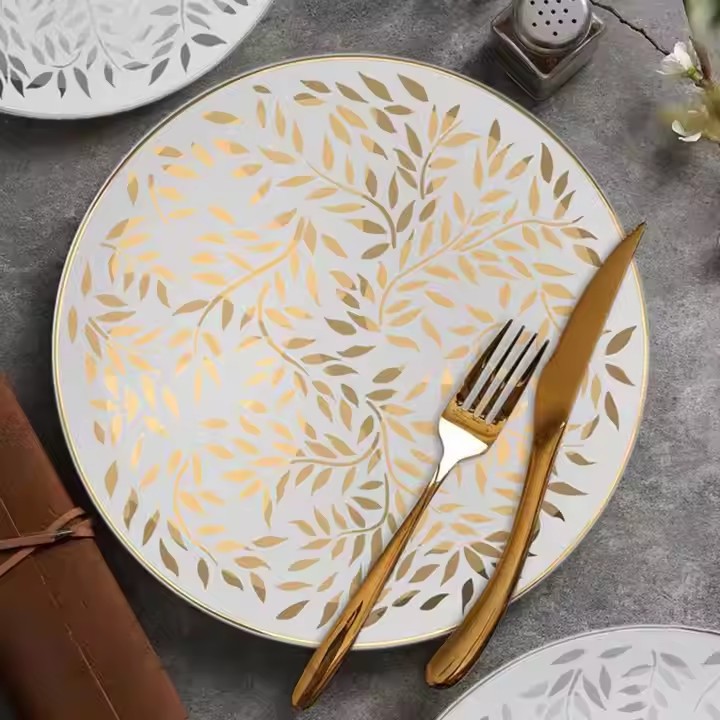 Simple European ceramic dinner plate for home use