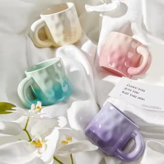 Minimalist ceramic couple mugs for home with matching design