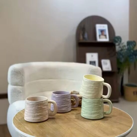 Minimalist ceramic couple mugs for home with matching design