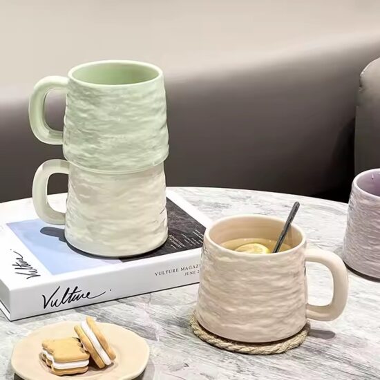 Minimalist ceramic couple mugs for home with matching design