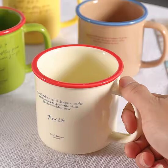 Creative large capacity no-tip ceramic mug for modern lifestyle