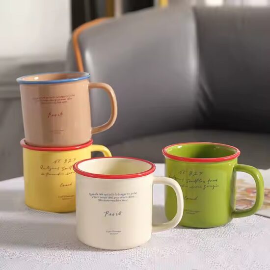 Creative large capacity no-tip ceramic mug for modern lifestyle