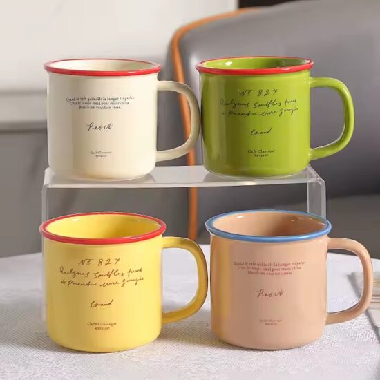Creative large capacity no-tip ceramic mug for modern lifestyle