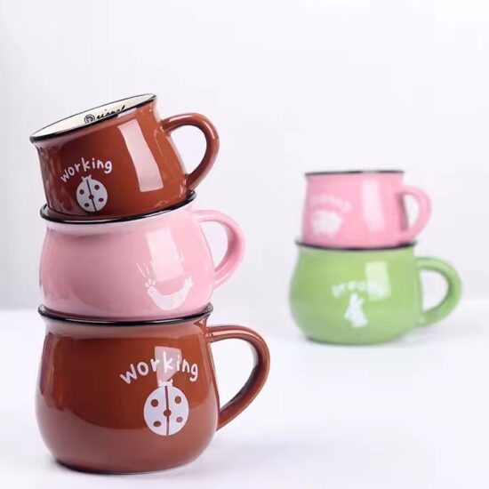 Creative large capacity no-tip ceramic mug for modern lifestyle