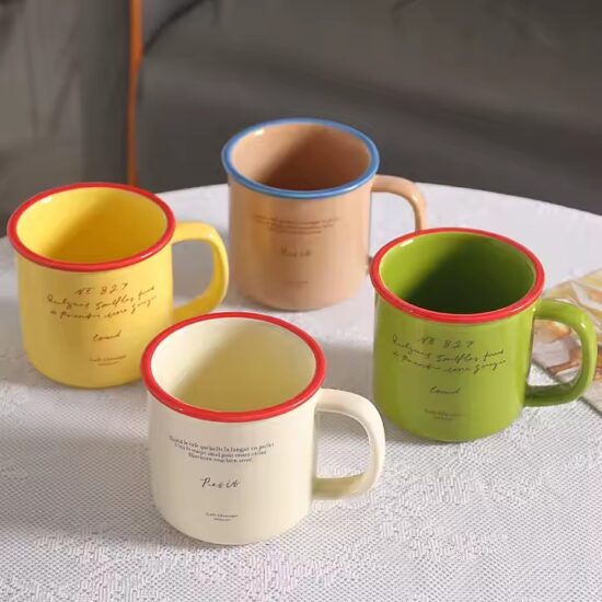 Creative large capacity no-tip ceramic mug for modern lifestyle