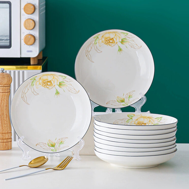 High-end deep round ceramic dinner plate for home use