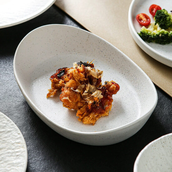 Minimalist ceramic Western dinner plate with matte finish for home or restaurant