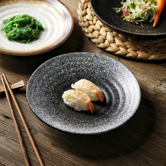 High-quality stone-textured ceramic bone plate for elegant table settings