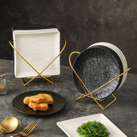 High-quality stone-textured ceramic bone plate for elegant table settings