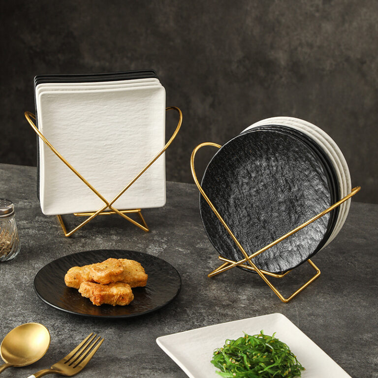 High-quality stone-textured ceramic bone plate for elegant table settings