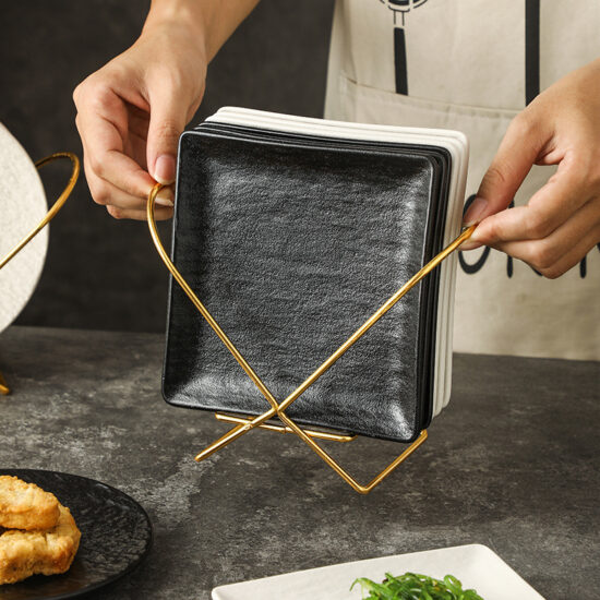 High-quality stone-textured ceramic bone plate for elegant table settings