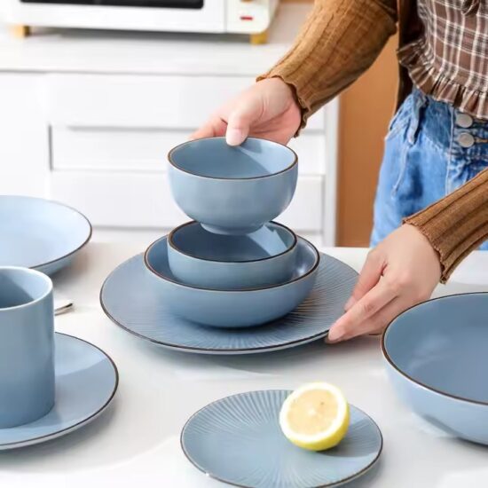 Custom Nordic modern ceramic bowl with luxury finish for upscale tableware collections