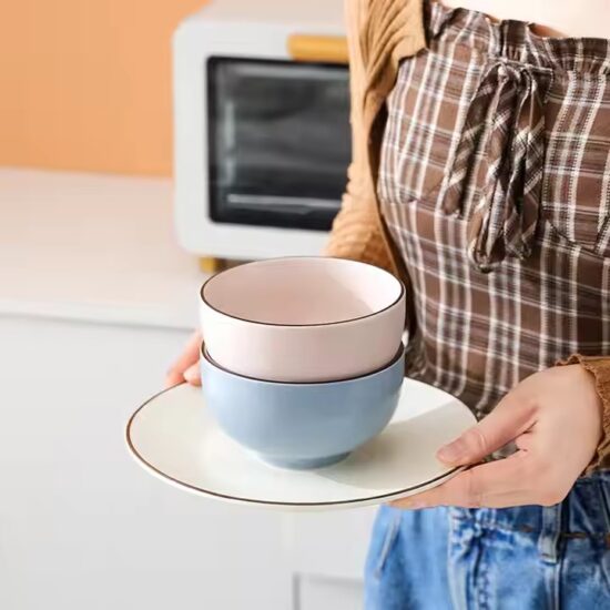 Custom Nordic modern ceramic bowl with luxury finish for upscale tableware collections