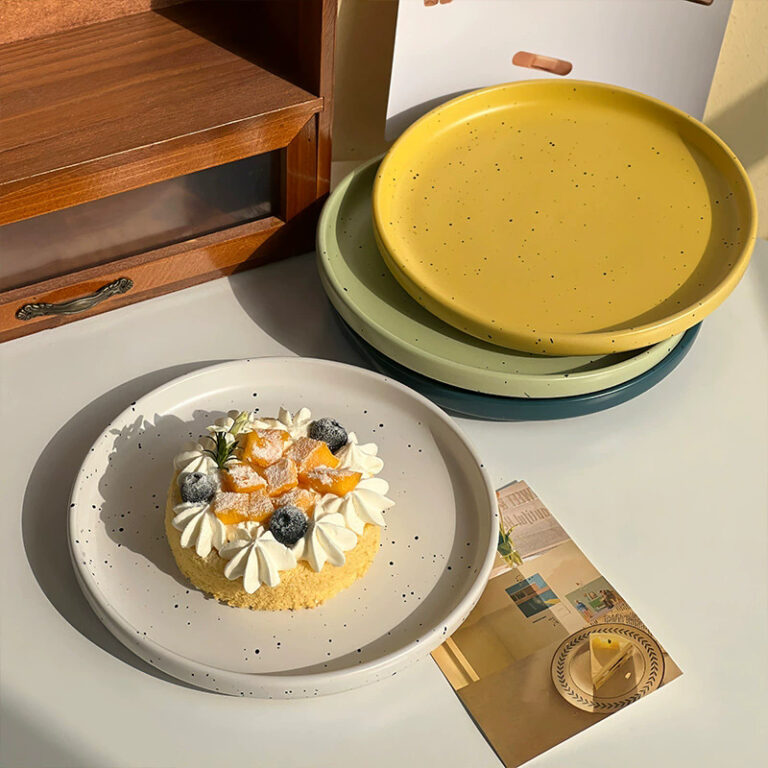 Color splash ceramic retro steak plate in Nordic style
