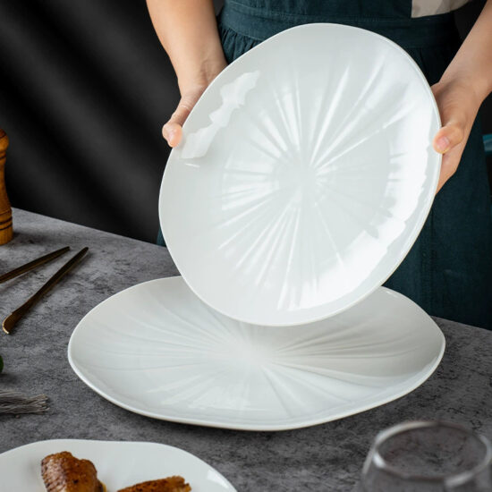 New Chinese style Tianqing glaze ceramic plates for elegant dining