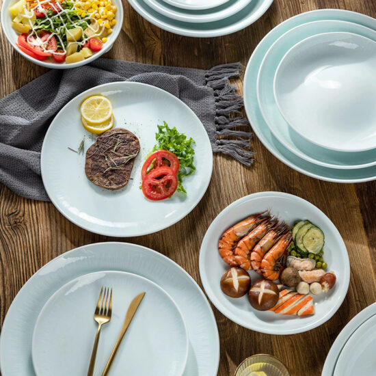 New Chinese style Tianqing glaze ceramic plates for elegant dining
