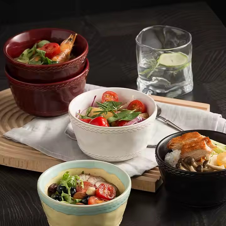 Vintage ceramic ramen bowl with classic Japanese-inspired design