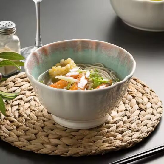 Vintage ceramic ramen bowl with classic Japanese-inspired design