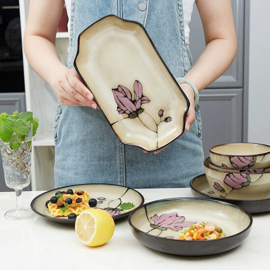 Luxury ceramic dinner plates for elegant home dining