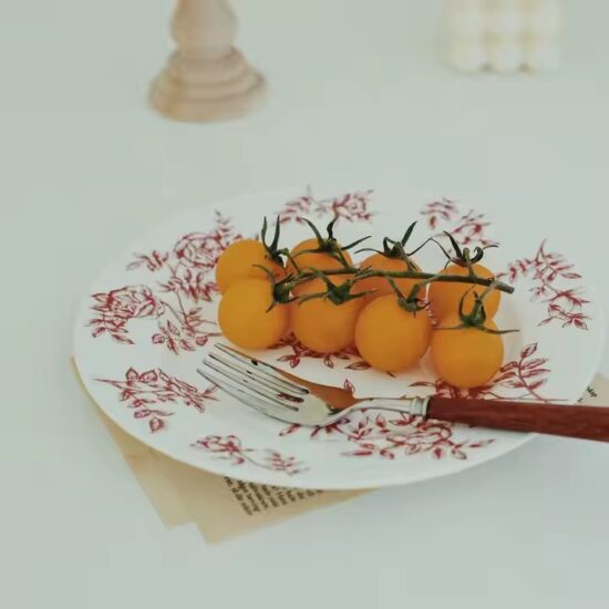 Vintage ceramic flat plate for breakfast and dessert