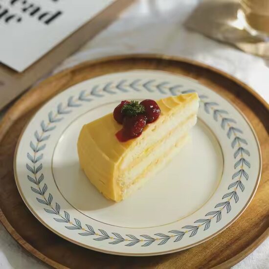 Vintage ceramic flat plate for breakfast and dessert