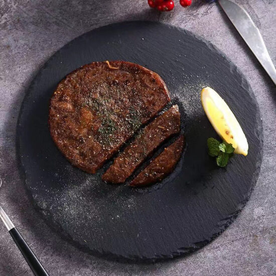 Japanese black rock ceramic plate for steak and dessert