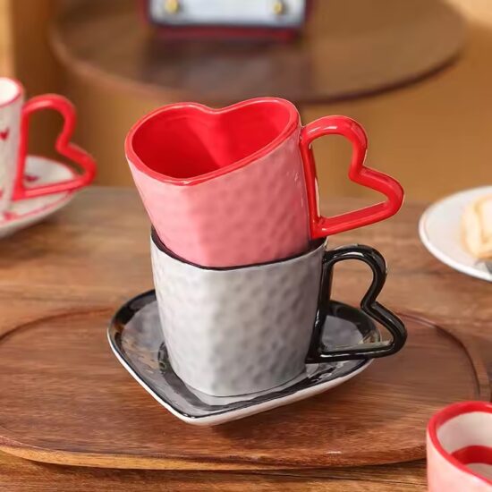 Irregular shape ceramic mug with high aesthetic design in pastel glaze

