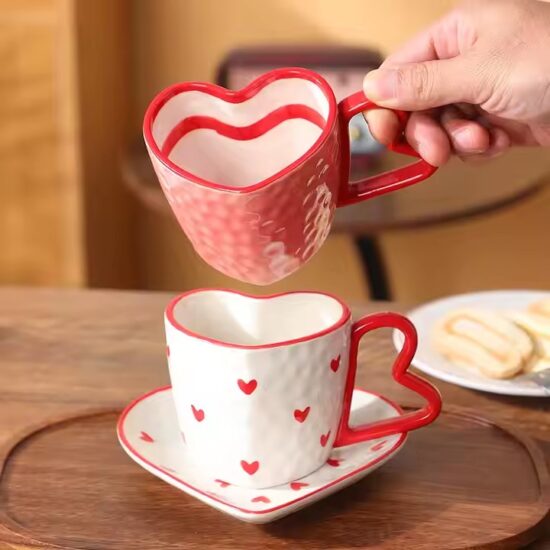 Irregular shape ceramic mug with high aesthetic design in pastel glaze

