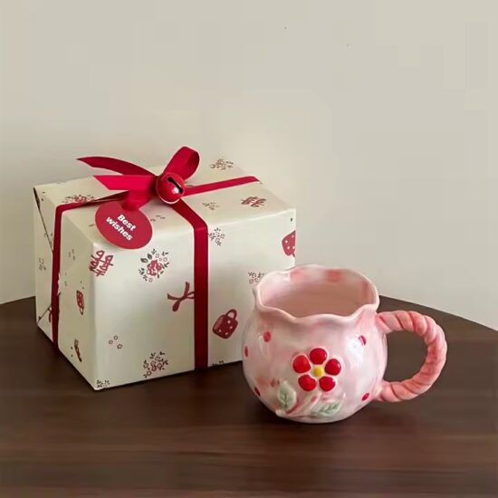 Irregular shape ceramic mug with high aesthetic design in pastel glaze

