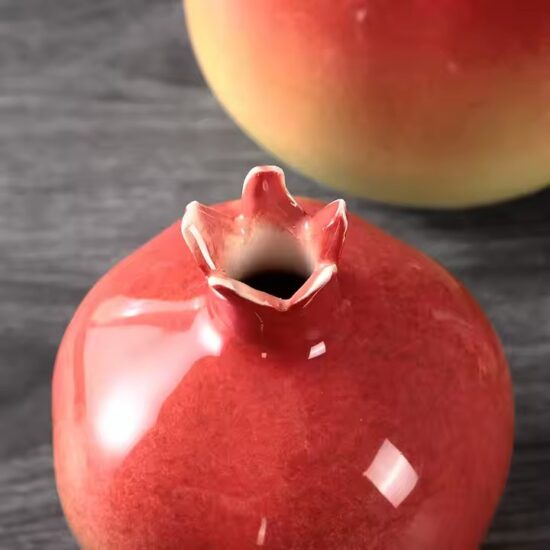 Custom Glazed Pomegranate Ceramic Vase for Interior Decoration