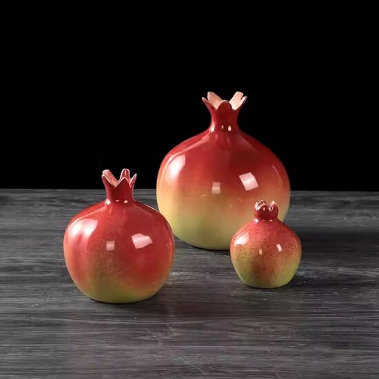 Custom Glazed Pomegranate Ceramic Vase for Interior Decoration