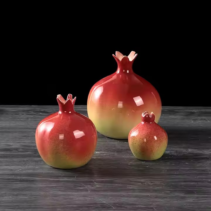Custom Glazed Pomegranate Ceramic Vase for Interior Decoration