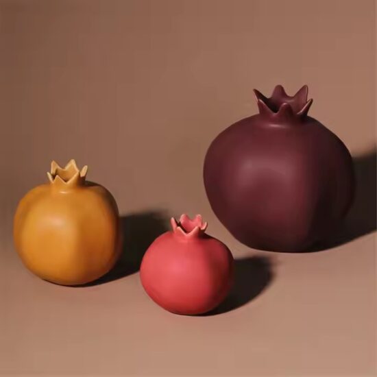 Custom Glazed Pomegranate Ceramic Vase for Interior Decoration