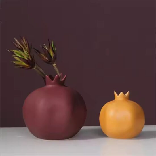 Custom Glazed Pomegranate Ceramic Vase for Interior Decoration
