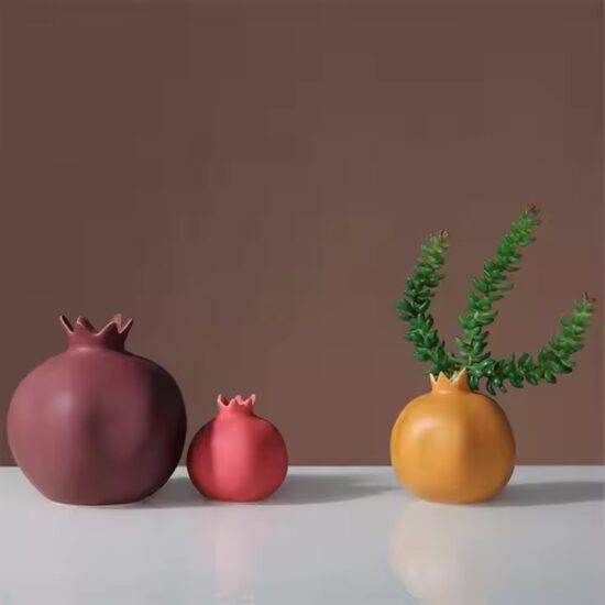 Custom Glazed Pomegranate Ceramic Vase for Interior Decoration