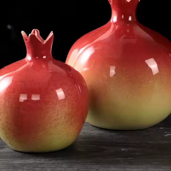 Custom Glazed Pomegranate Ceramic Vase for Interior Decoration