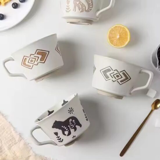 Retro ceramic cappuccino mug with vintage glaze for home and café use