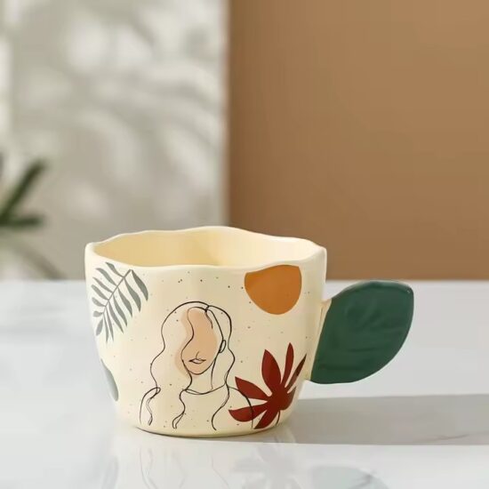 Elegant heat-resistant ceramic mug for women in modern pastel color