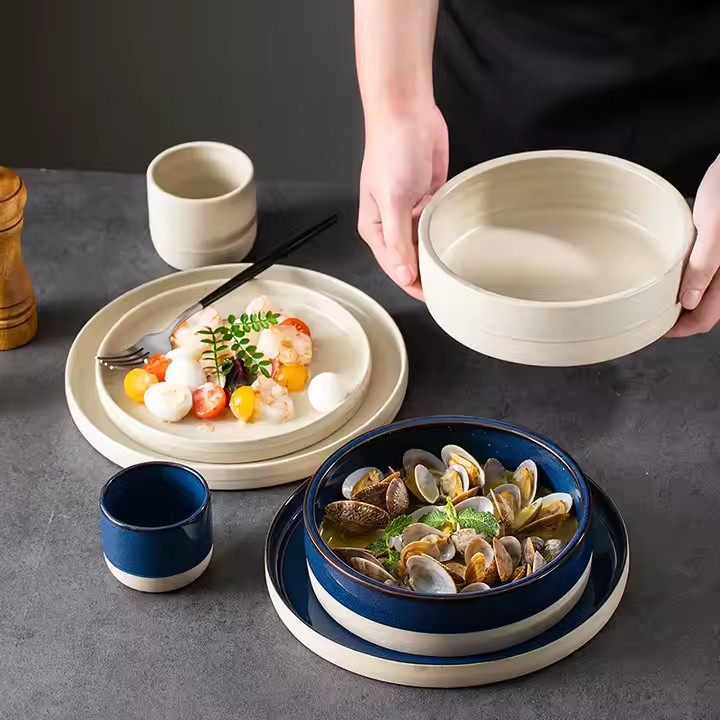 Japanese Ceramic Plate Set for Restaurants and Hotels | High-Quality Dinnerware