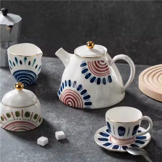 Royal embossed decorative ceramic teapot with vintage style