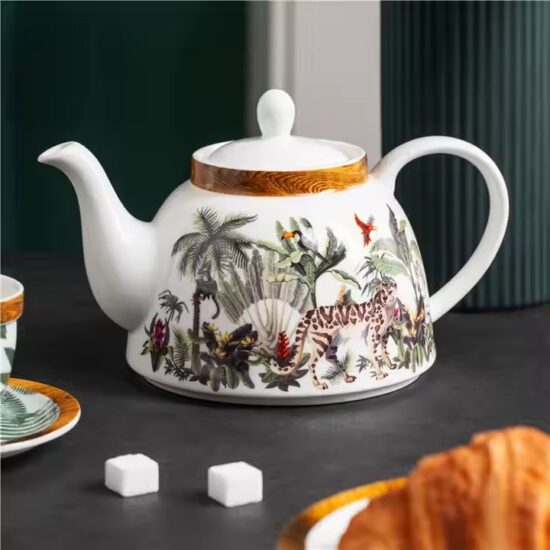 Royal embossed decorative ceramic teapot with vintage style