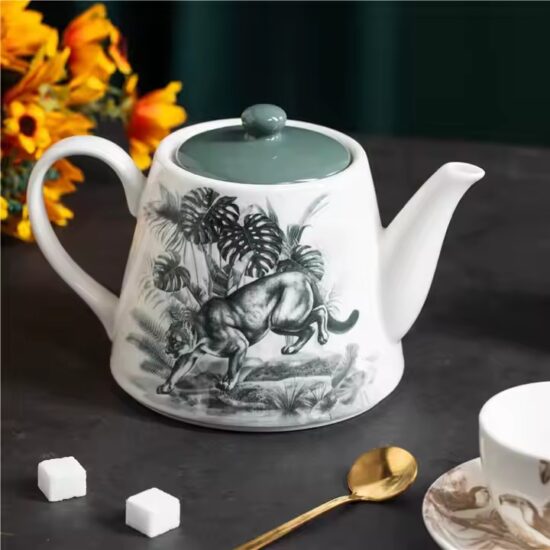 Royal embossed decorative ceramic teapot with vintage style