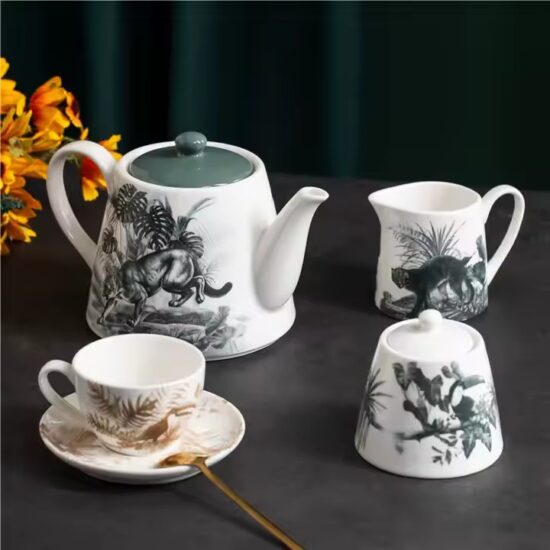 Royal embossed decorative ceramic teapot with vintage style
