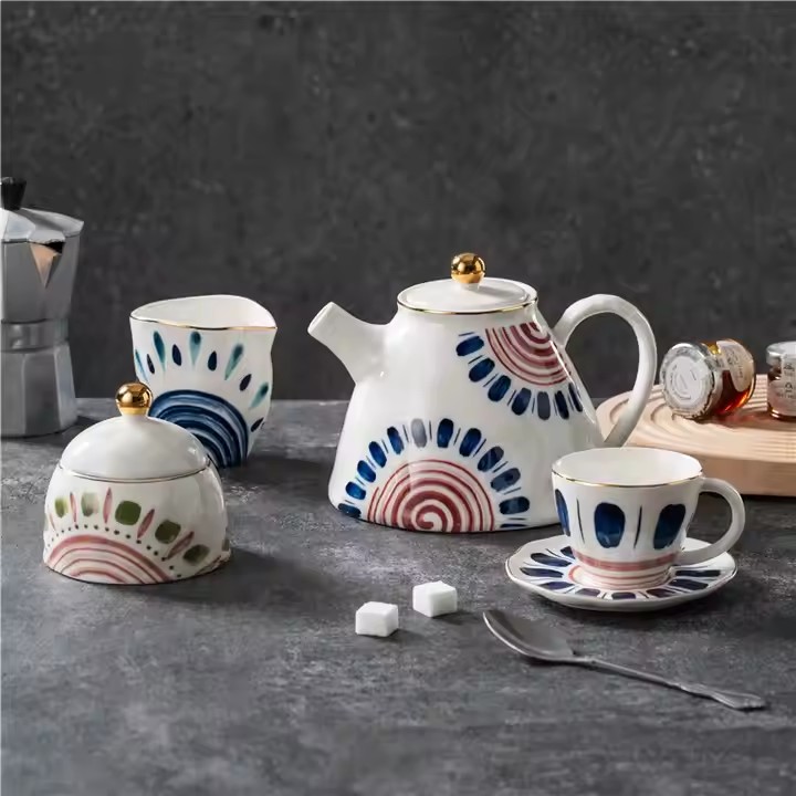 Royal embossed decorative ceramic teapot with vintage style