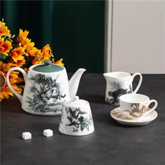Royal embossed decorative ceramic teapot with vintage style