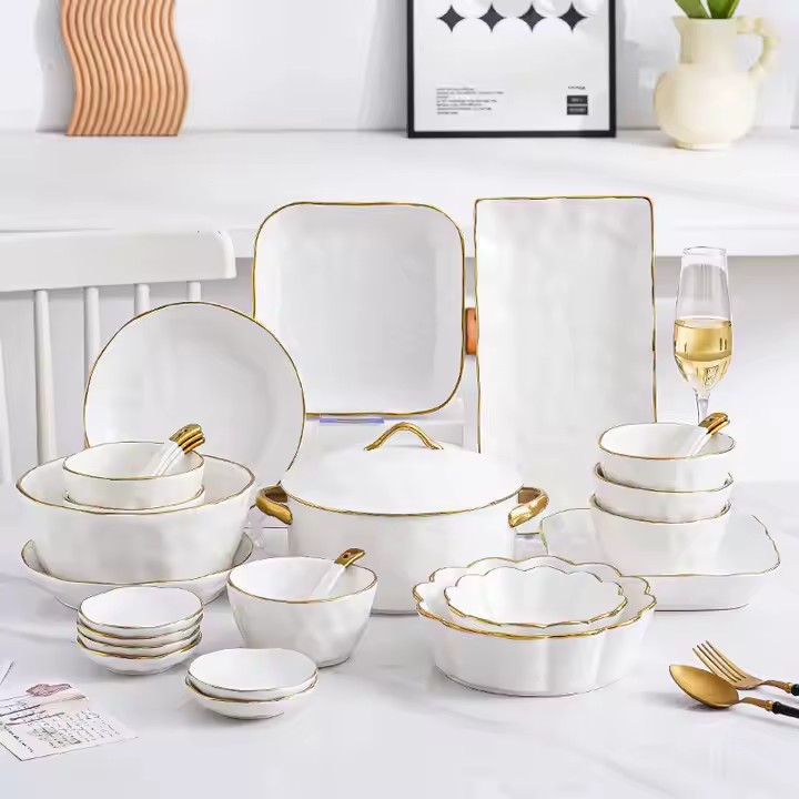 Nordic style elegant ceramic dinnerware set for kitchen and dining